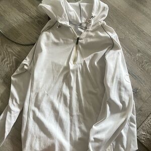 Calvin Klein White Hooded Quarter-Zip Pullover